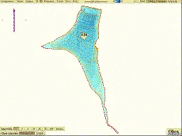 Levés bathymétriques d’une retenue d’eau en vue 2D, résolution 1 m
