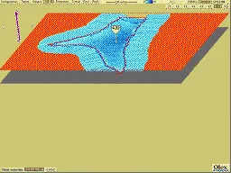Retenue d’eau en vue 3D avec une exagération verticale de 16