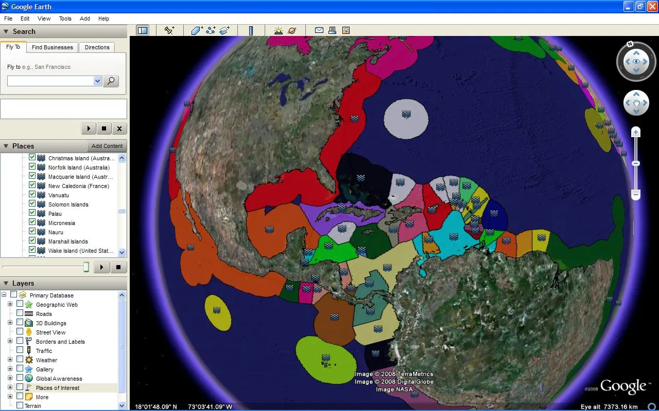 World maritime boundaries (EEZ) in Google Earth
