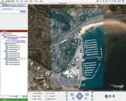 Brest Moulin Blanc harbour and Oceanopolis in Google Earth