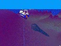 Bateau de pêche et son chalut affichés en 3D par Nautilus