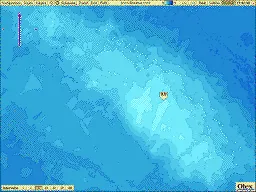 Bathymétrie 2D du plateau de Rochebonne relevée par le chalutier Actinie