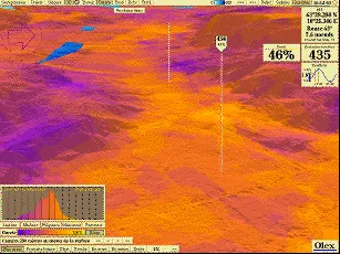 Autre vue 3D en survol du fond coloré selon la dureté