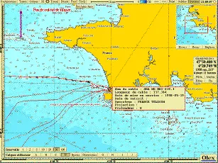 Câbles sous-marins de France Telecom affichés dans Olex