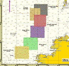 Les 6 zones du projet Cartopep de l’Ifremer